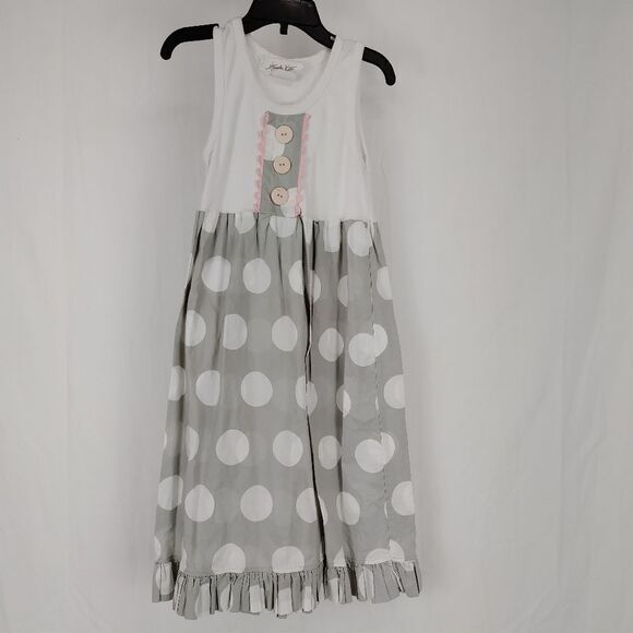 Hannah Kate White Tank Gray Polka Dot Dress Gown Long Girl's Size 5t - Picture 1 of 5